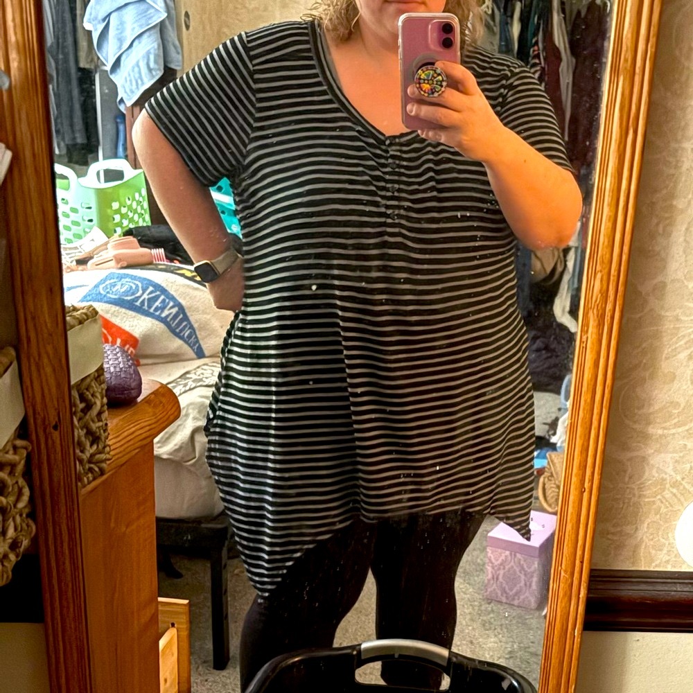 Sonoma Black and Gray Striped Top